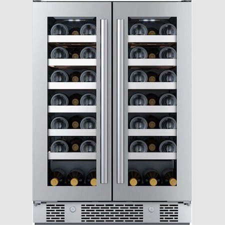 Avallon 24 Inch Wide 42 Bottle Capacity French Door Wine Cooler with LED Lighting AWC242FD